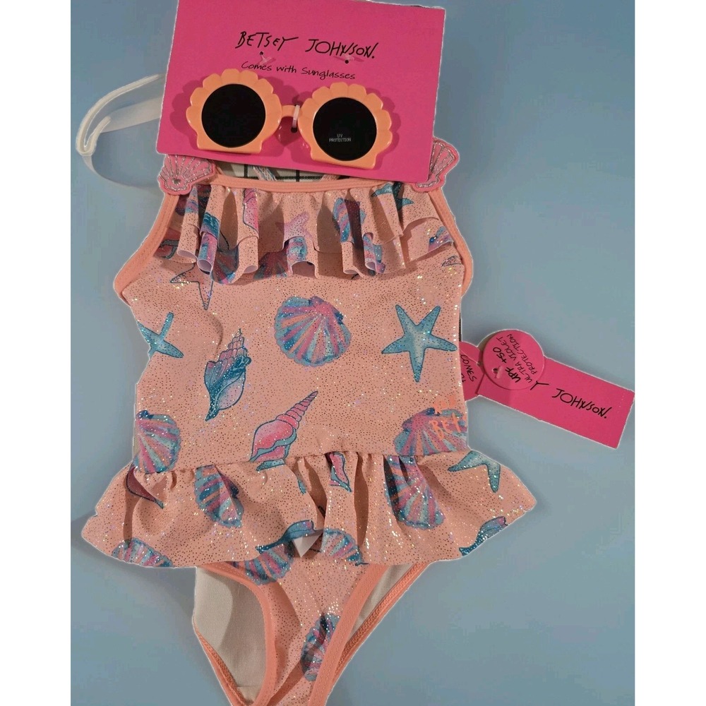 Betsy Johnson Toddler Girls' Glitter Seashell with Ruffles & Sunglasses 2T NWT